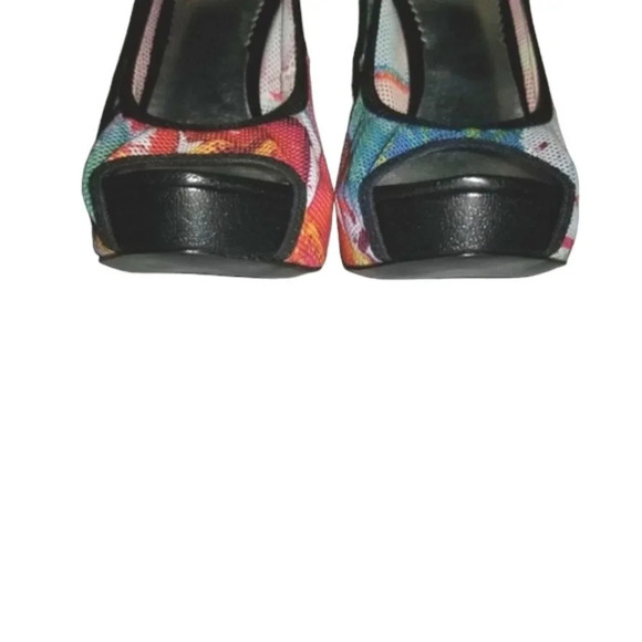 Report Signature 6.5 'Toluca' Y2K Colorful Paint Splatter Mesh Peep-Toe Pump - Picture 6 of 15